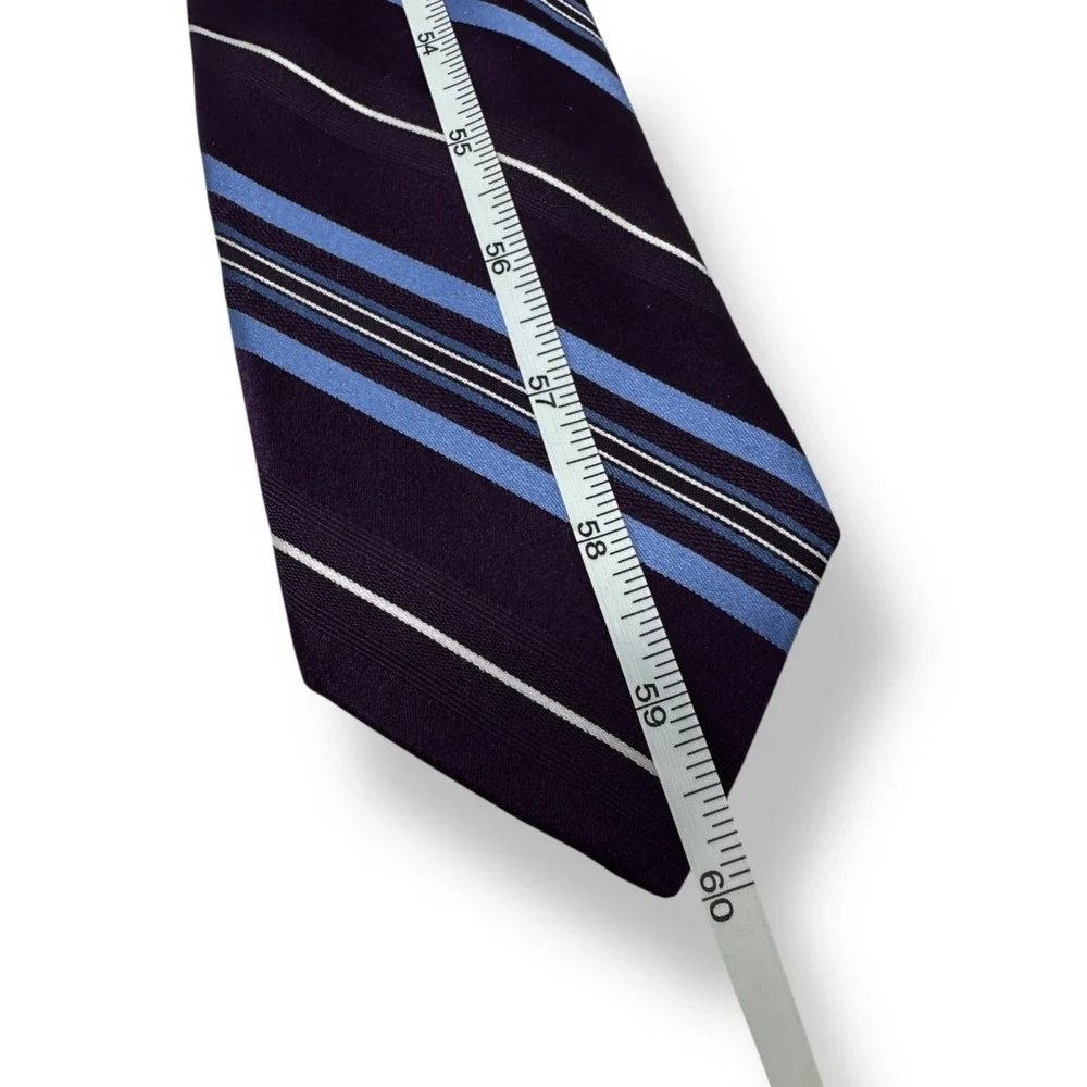 MICHAEL KORS Purple‎ Blue White Diagonal Striped 100% Silk 60